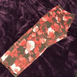 Womens black and red floral pants